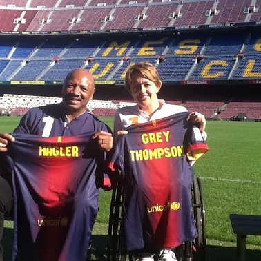 With Marvin Hagler at Camp Nou